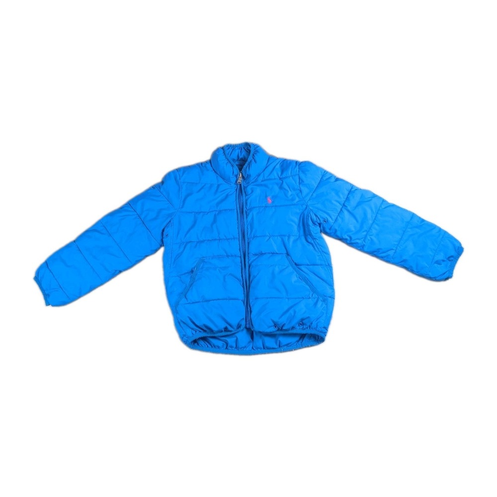 Ralph Lauren Toddler Blue Puffer Jacket Size 5 Full Zip Winter Coat Pony Logo